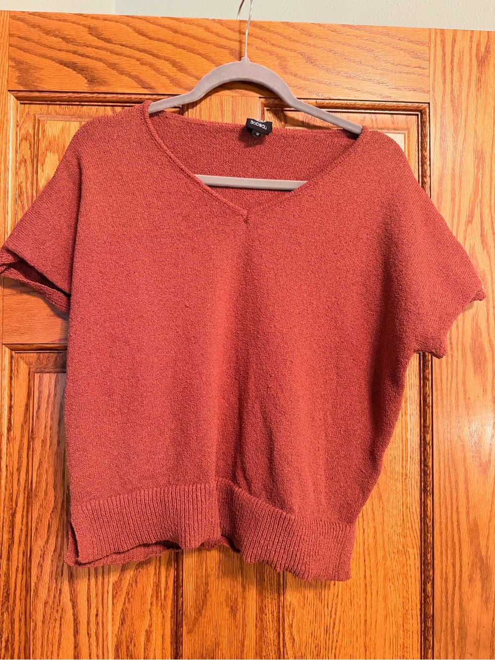 Rust pink short sleeve sweater